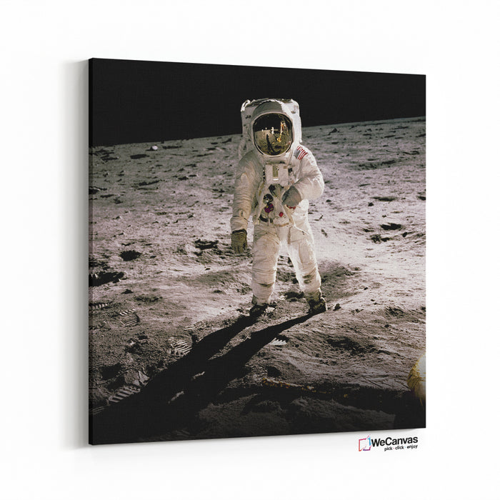 Edwin Aldrin walking on the lunar surface