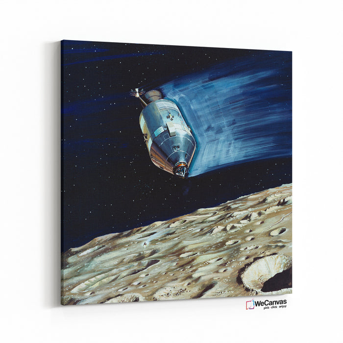 Small lunar subsatellite being ejected into lunar orbit from the Apollo 15