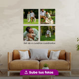 Set de 4 Cuadros Cuadrados Personalizados en Canvas y Acrílico