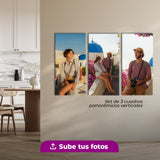 Set de 3 Cuadros Panorámicos Vertical Personalizados en Canvas y Acrílico
