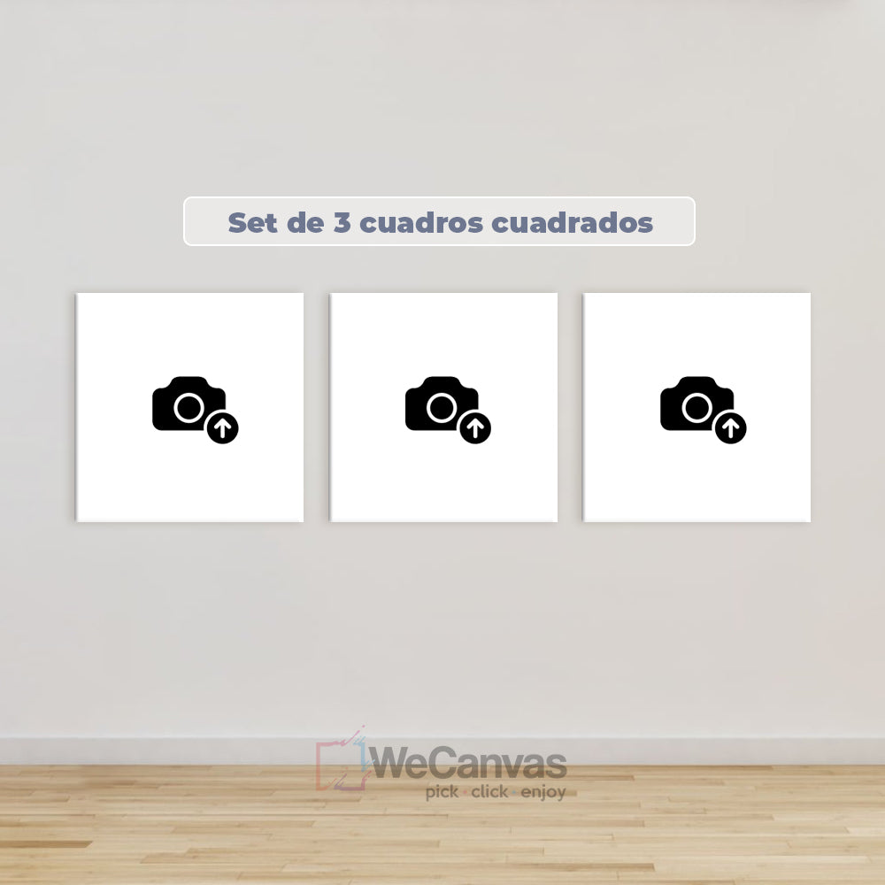 Set de 3 Cuadros Cuadrados Personalizados en Canvas y Acrílico