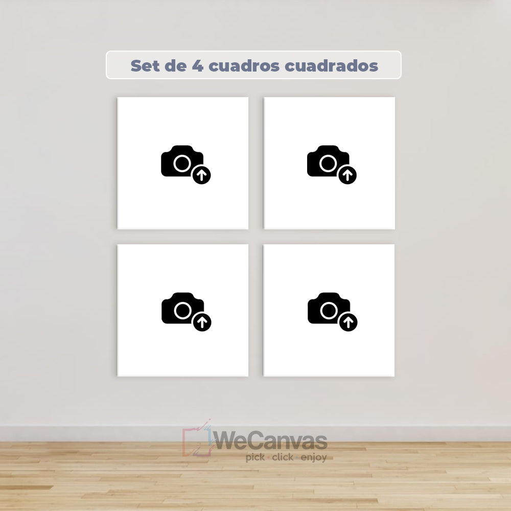 Set de 4 Cuadros Cuadrados Personalizados en Canvas y Acrílico