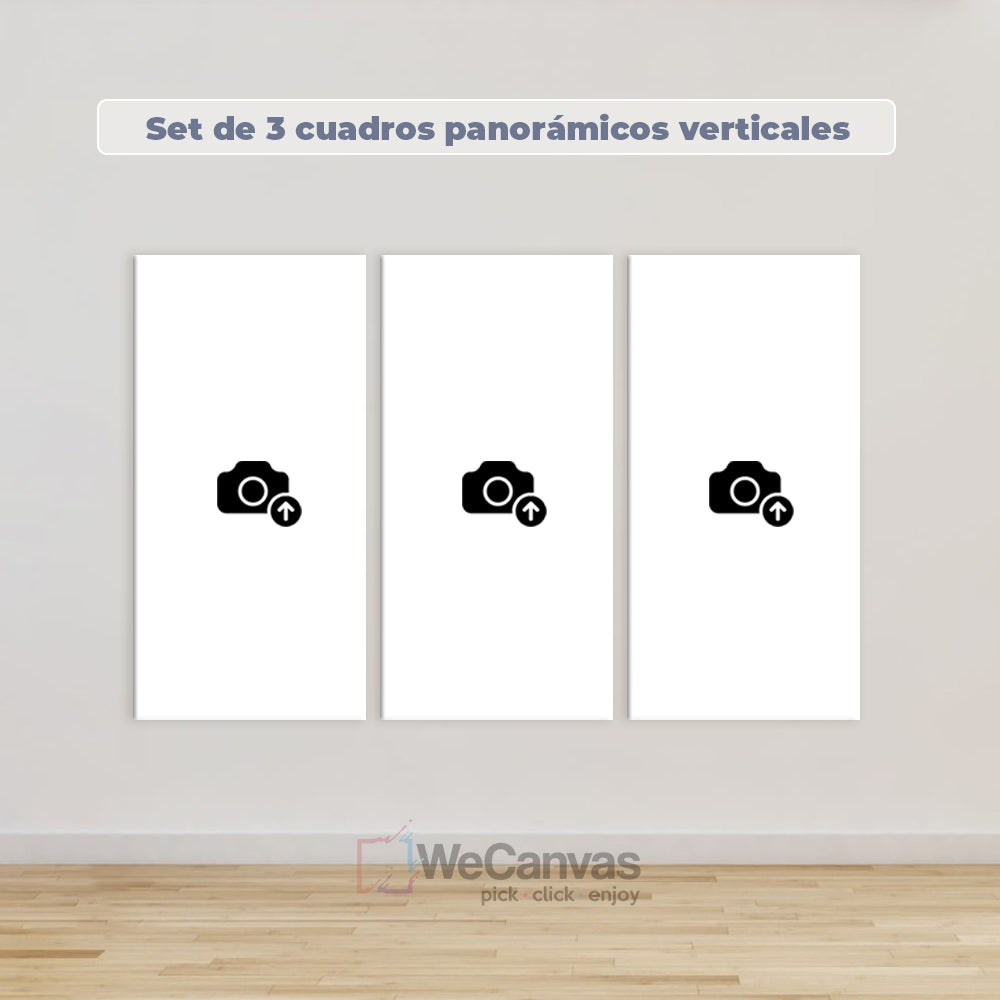 Set de 3 Cuadros Panorámicos Vertical Personalizados en Canvas y Acrílico