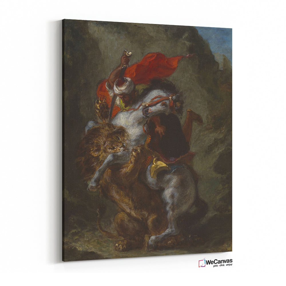 Arab Horseman Attacked by a Lion