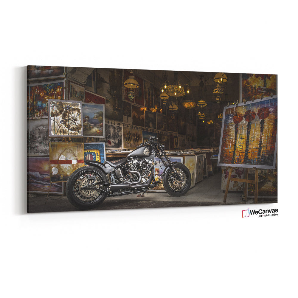 Black cruiser motorcycle art