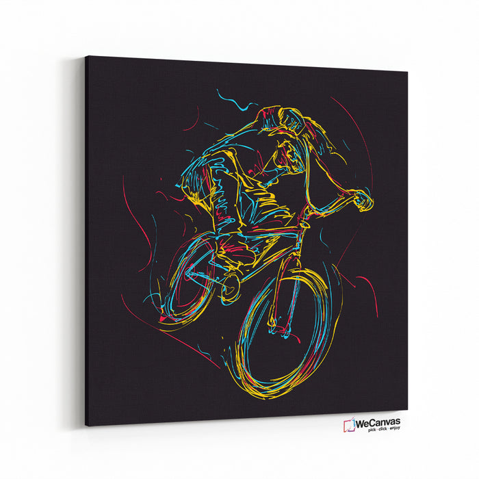 Ciclista en líneas abstractas