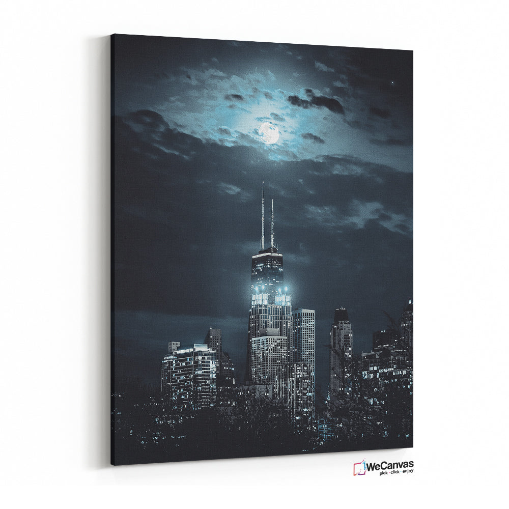 Ciudad a la luz de la Luna