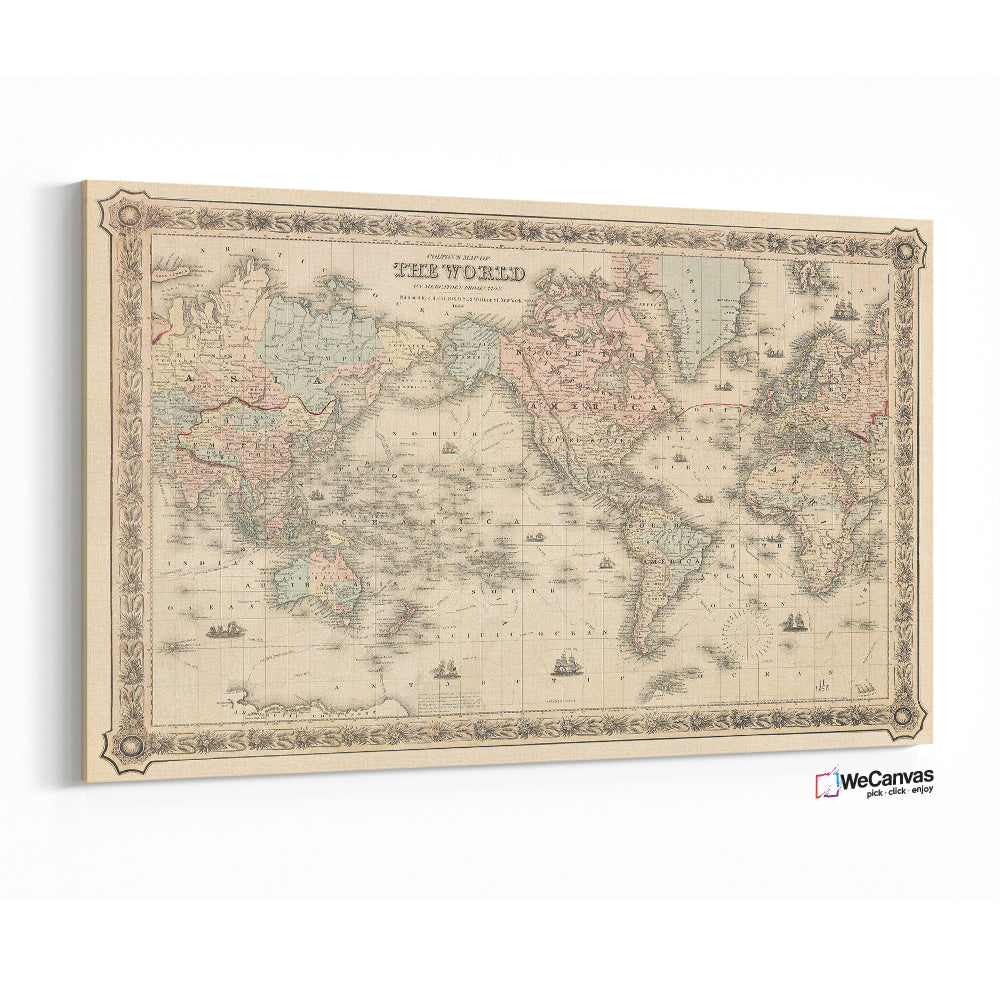Colton's Map of the World on Mercator's Projection (1858) by J.H Colton & Co