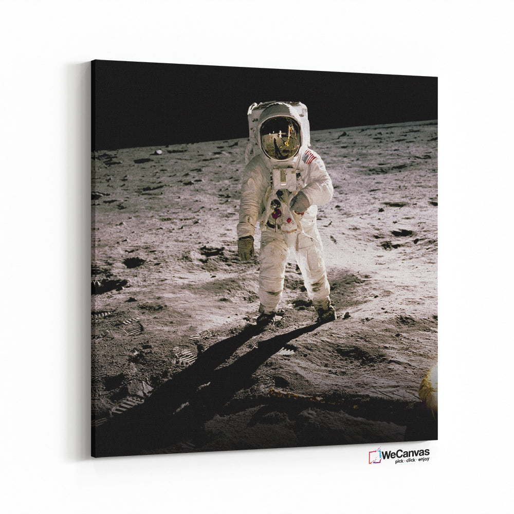 Edwin Aldrin walking on the lunar surface