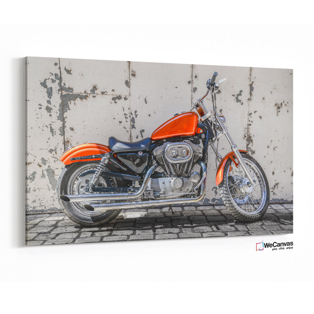 Parked orange moto